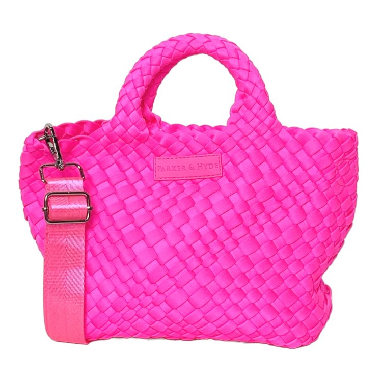 Neon Pink Woven Mini Tote